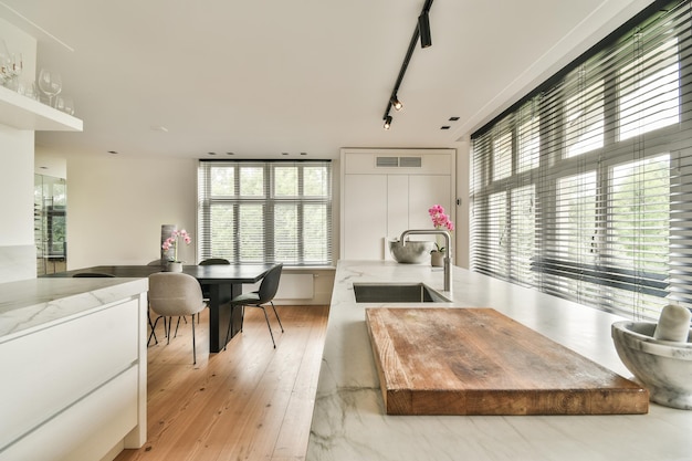 Contemporary kitchen and dining room