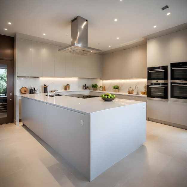 Contemporary Kitchen White Island and Culinary Centerpiece