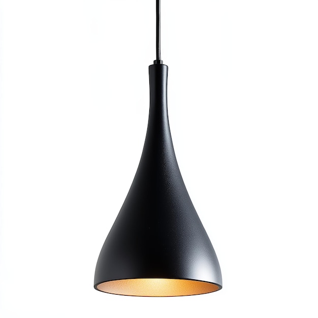 Photo contemporary led pendant light with black finish isolated on white background