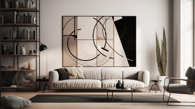 Contemporary lines modern minimal wall art generative AI