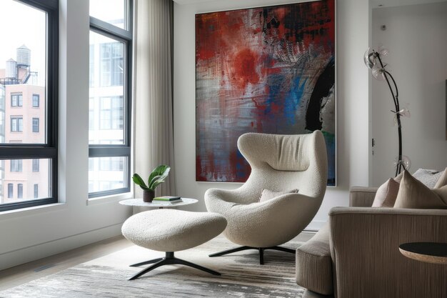 Photo a contemporary living room showcasing a cozy oversized chair