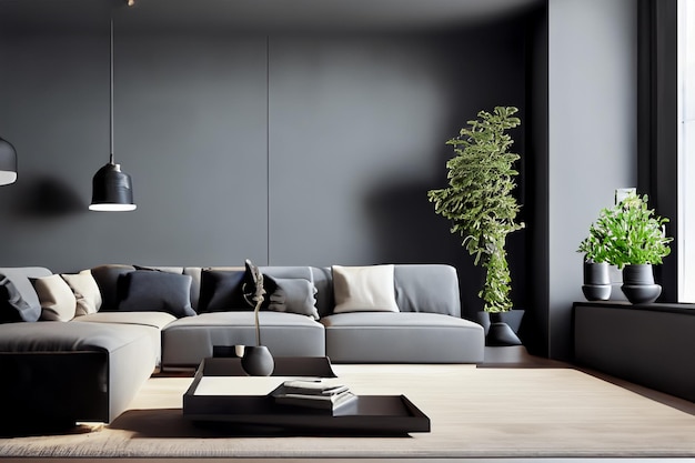 Photo contemporary livingroom interior