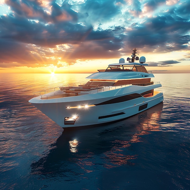 Contemporary Luxury Yacht on a Tropical Ocean in High Resolution