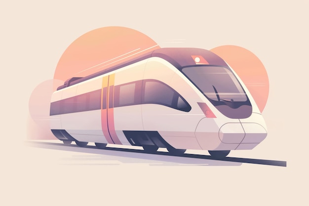 Contemporary modern minimalist train illustration with sleek and stylish design in pastel colors