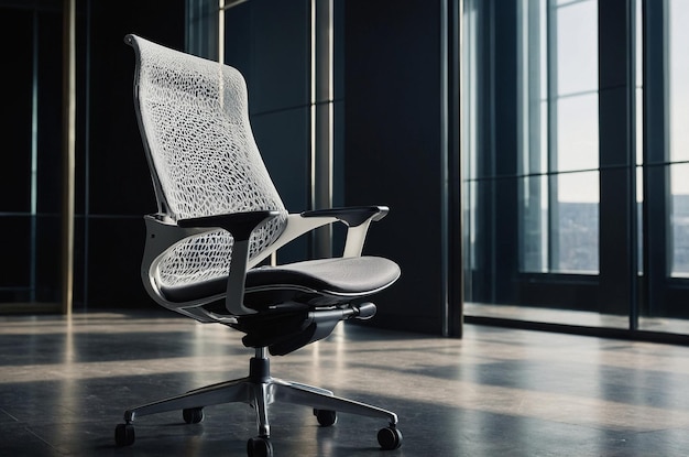 Photo contemporary office chair with a mesh back an