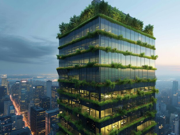 A contemporary office tower designed with sustainability in mind