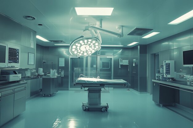 Photo contemporary operating room sleek design and advanced medical technology showcase