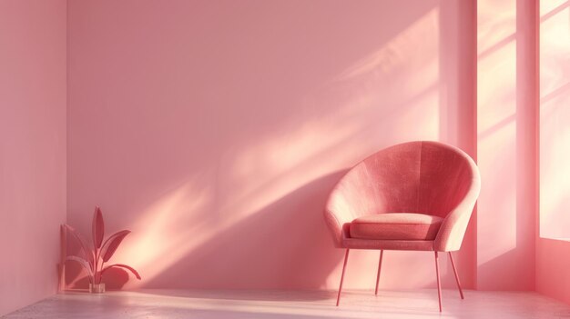 Photo contemporary pink interior with pink chair modern design background