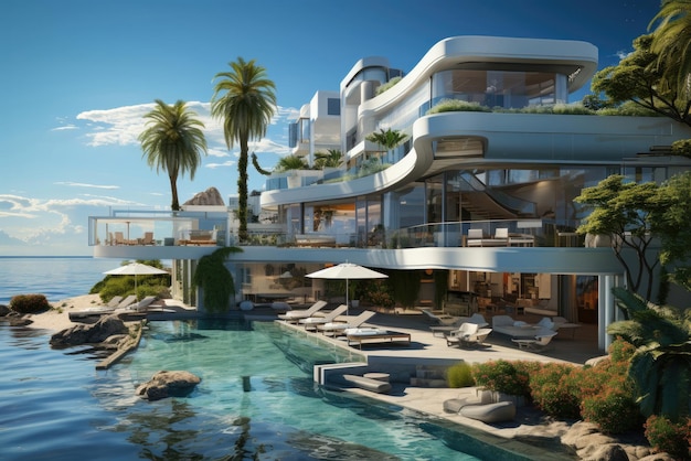 Contemporary Residence luxury villa by the sea Luxury modern estate property stunning sea view Summer vacation tourism