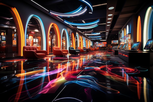 Contemporary Space Illuminated with Vibrant Neon