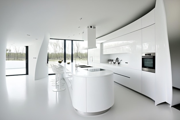 Contemporary white kitchen and interior design