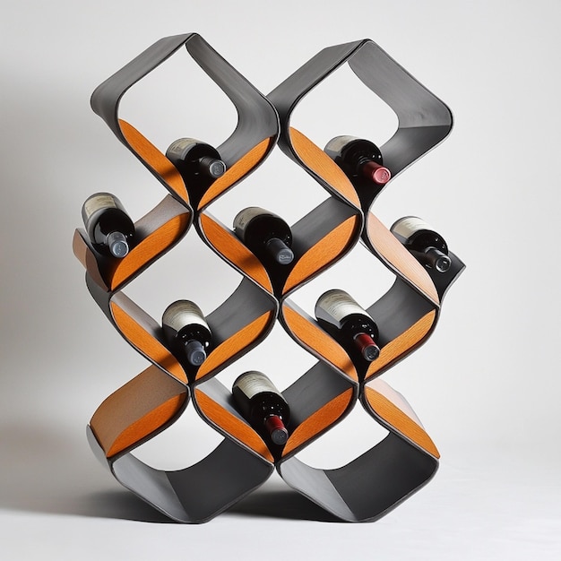 Photo contemporary wine rack with a geometric design