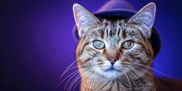 A Content Cat in a Slow Hat A Portrait Against a Deep Indigo Background Concept Portrait Photography Deep Indigo Background Content Cat Slow Hat Creative Props