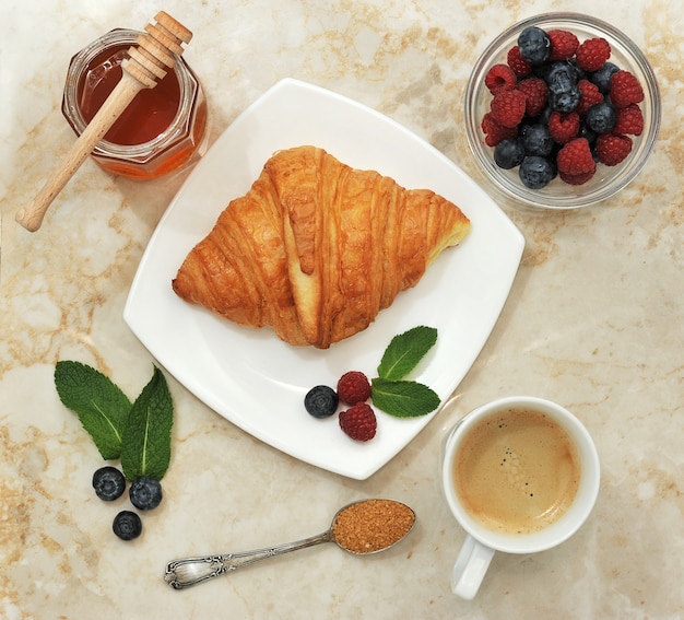 Continental breakfast with croissant