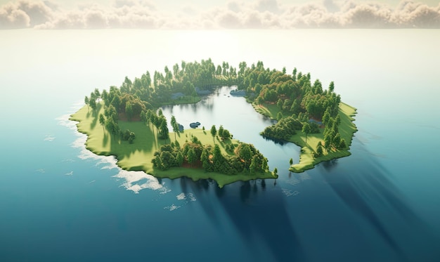 Continentshaped lake reflects the beauty of earth's geography Creating using generative AI tools