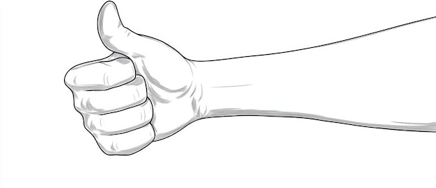 Photo continually drawn line art of thumbs up hand modern illustration