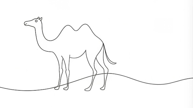 Photo continuous line drawing of a camel