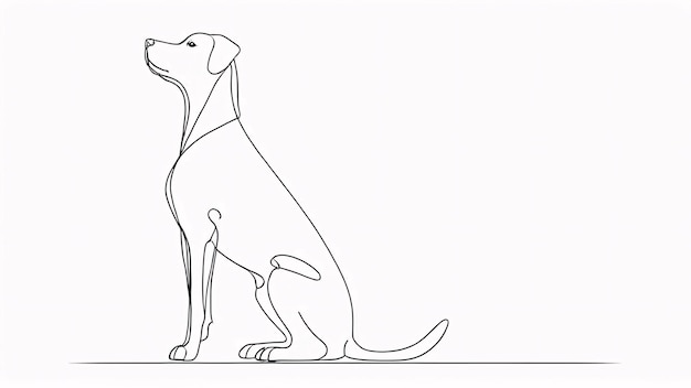 Photo continuous line drawing of a dog sitting