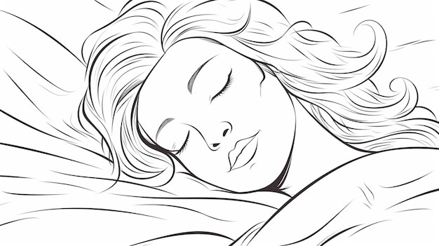 Continuous line drawing of a girl wake up in the morning