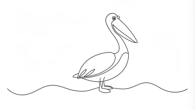 Continuous Line Drawing of a Pelican in Minimalist Style