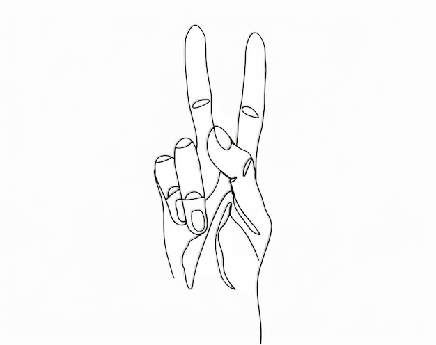 Photo a continuous oneline drawing of a hand gesture with the letter w symbol this is an outline modern illustration with easily editable strokes