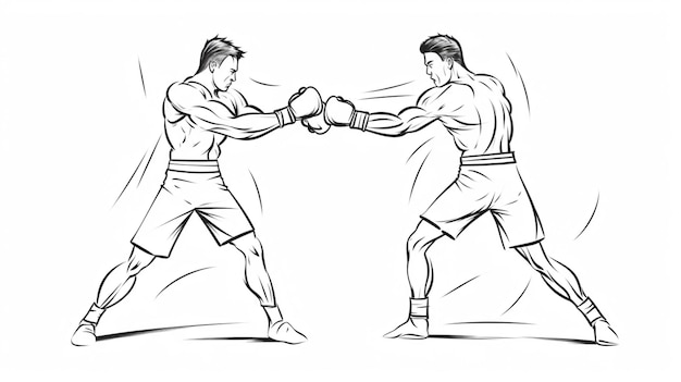 continuous single drawing line art boxing match