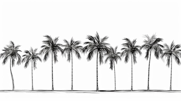 continuous single drawing line art coconut tree