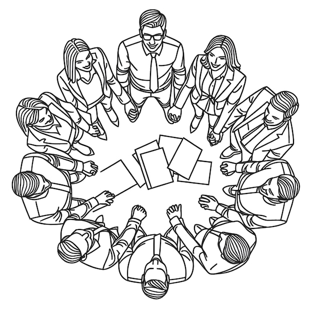 Photo continuous single line drawing of diverse business team holding hands together single line drawing