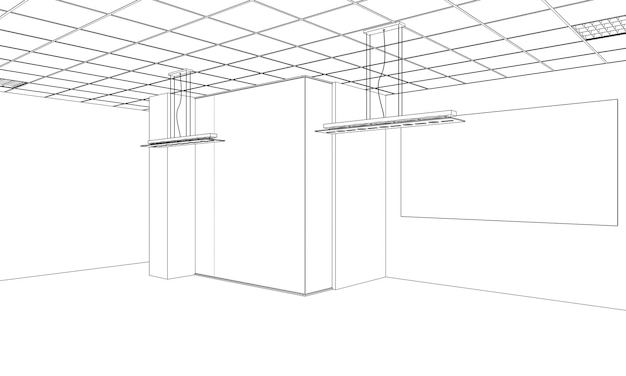 contour visualization of a large empty interior sketch outline