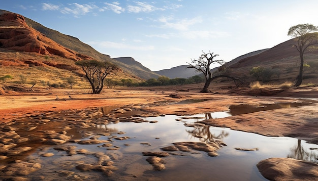 the contrast between dry arid land and a waterrich oasis