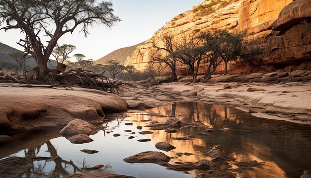 the contrast between dry arid land and a waterrich oasis