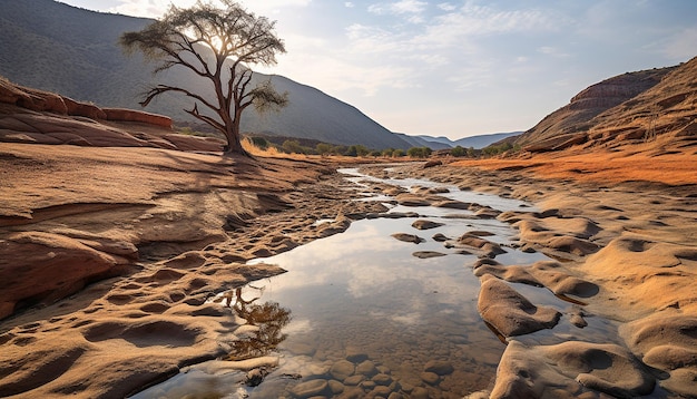 the contrast between dry arid land and a waterrich oasis