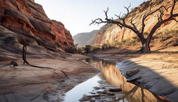 the contrast between dry arid land and a waterrich oasis