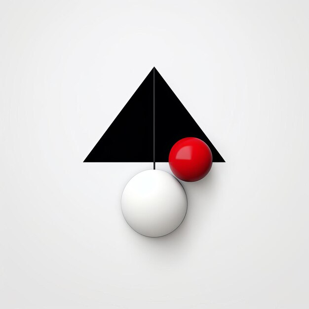 Photo contrast minimalistic 3d balls in triangle figurative minimalism art