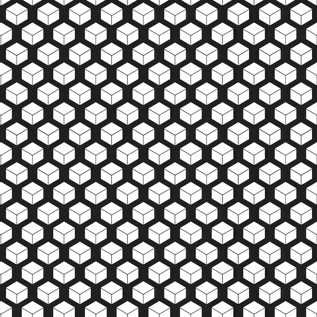 Contrasting cubic composition a black and white geometric pattern