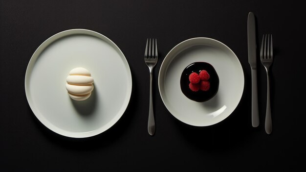 Contrasting Plates With Dessert And Forks A Postminimalist Duckcore Delight