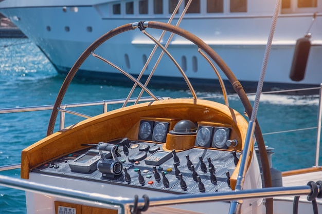 Control instrument panel outside the sea yacht