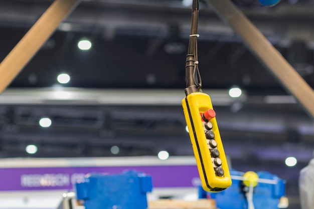 Control panel of crane for lift object ; close up