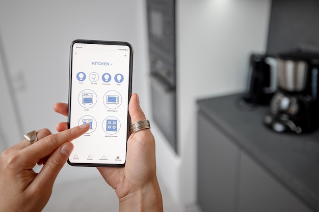 Controlling smart devices with phone on the kitchen