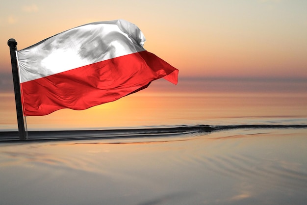 A Contry of n poland Flag on a see backgrund