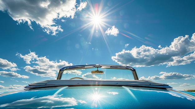 Photo convertible car with top down under the sun