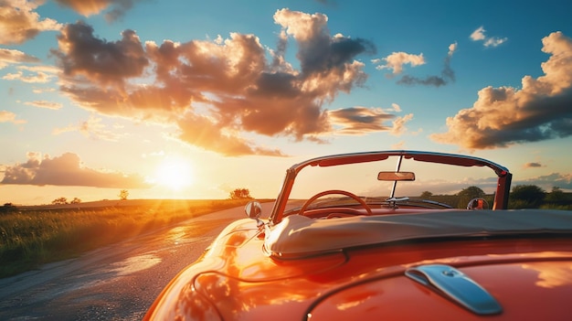 Photo convertible car with top down under the sun