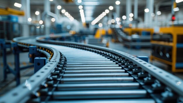 Photo conveyor belt in a factory