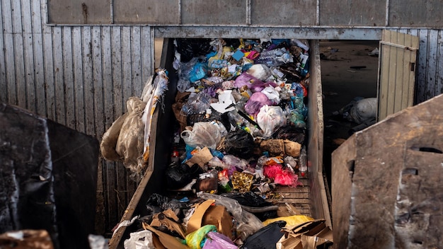 Conveyor belt at waste sorting plant