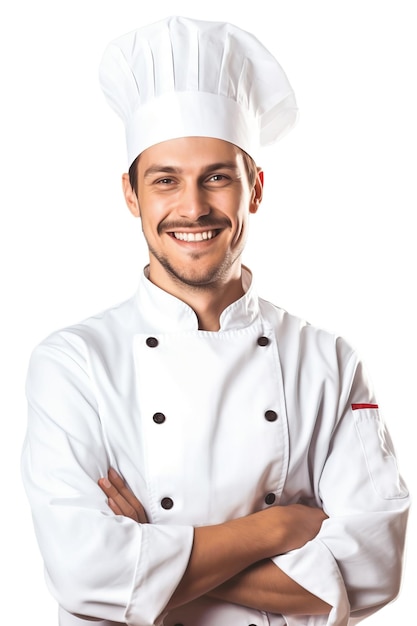 Cook smile very detailed photo above the waist white background