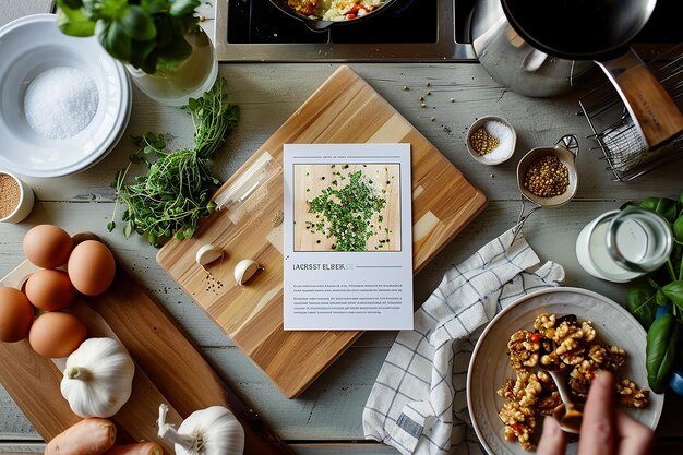 a cookbook with a recipe on it and a cookbook on the table