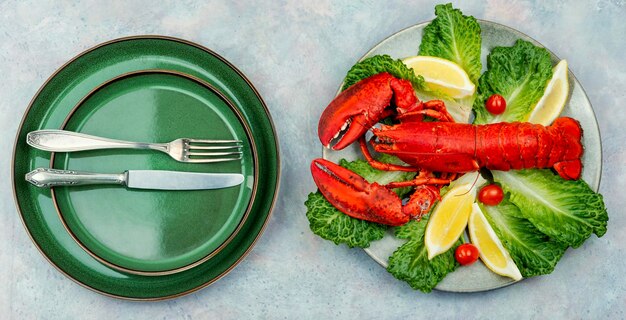 Cooked lobster greens and lemon