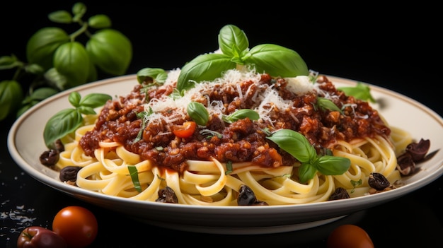 cooked pasta with hearty bolognese