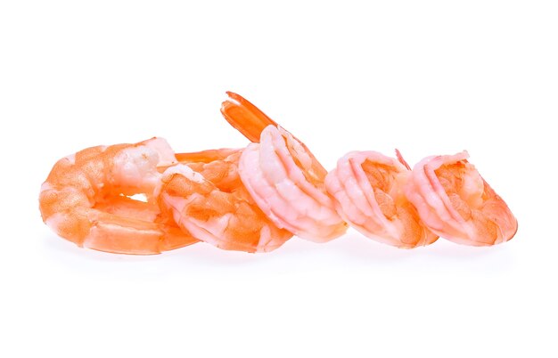 Cooked shrimps isolated on white