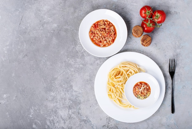 Cooked spaghetti bolognese